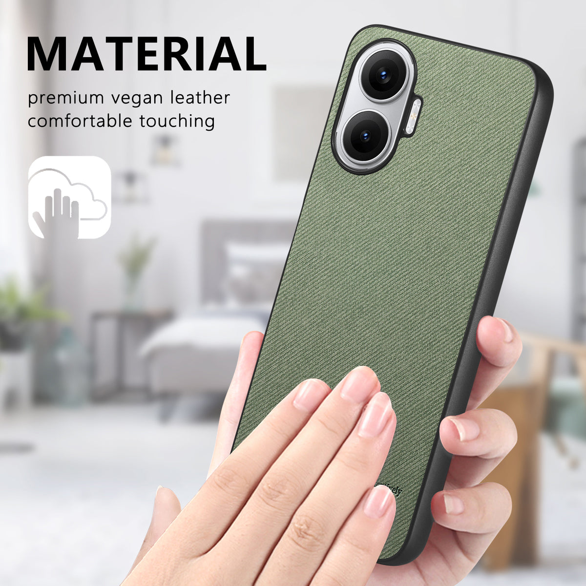 For Xiaomi Poco F7 5G Leather Phone  Back Cover with Cloth Texture