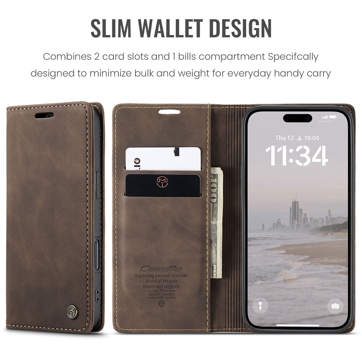 CASEME For iPhone 17 Wallet Case  013 Series PU Leather Phone Cover Stand