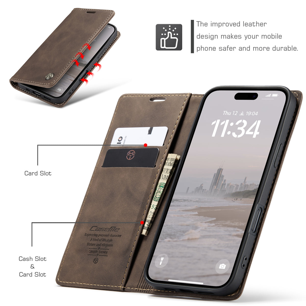 CASEME For iPhone 17 Wallet Case  013 Series PU Leather Phone Cover Stand