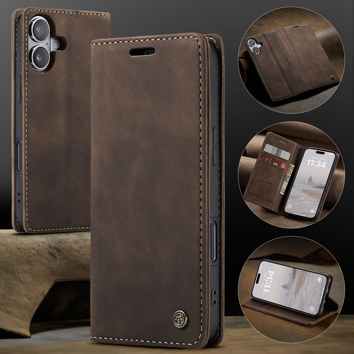 CASEME For iPhone 17 Wallet Case  013 Series PU Leather Phone Cover Stand