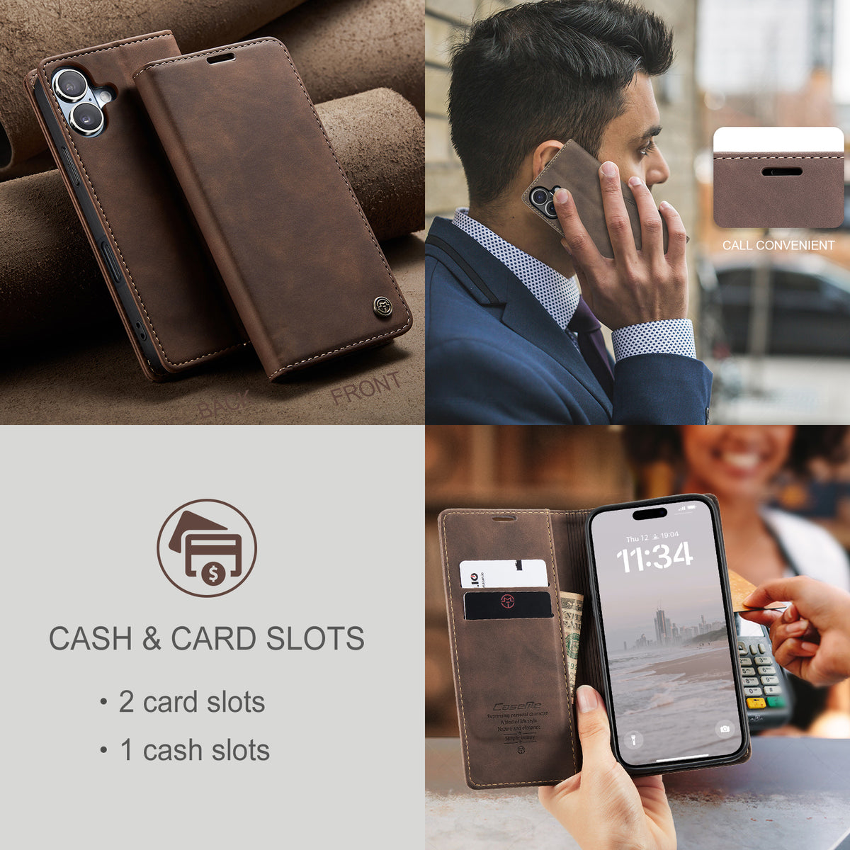 CASEME For iPhone 17 Wallet Case  013 Series PU Leather Phone Cover Stand
