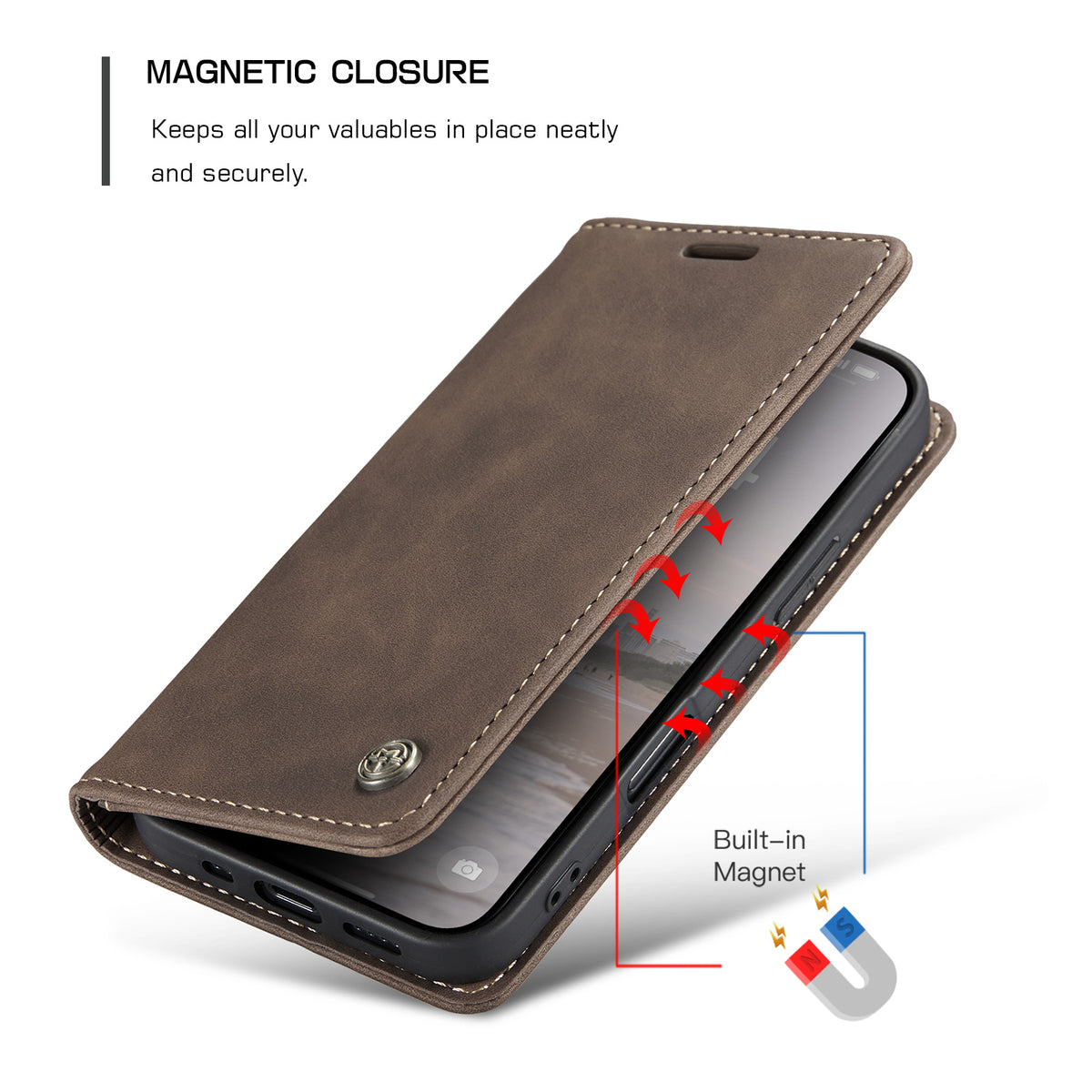 CASEME For iPhone 17 Wallet Case  013 Series PU Leather Phone Cover Stand