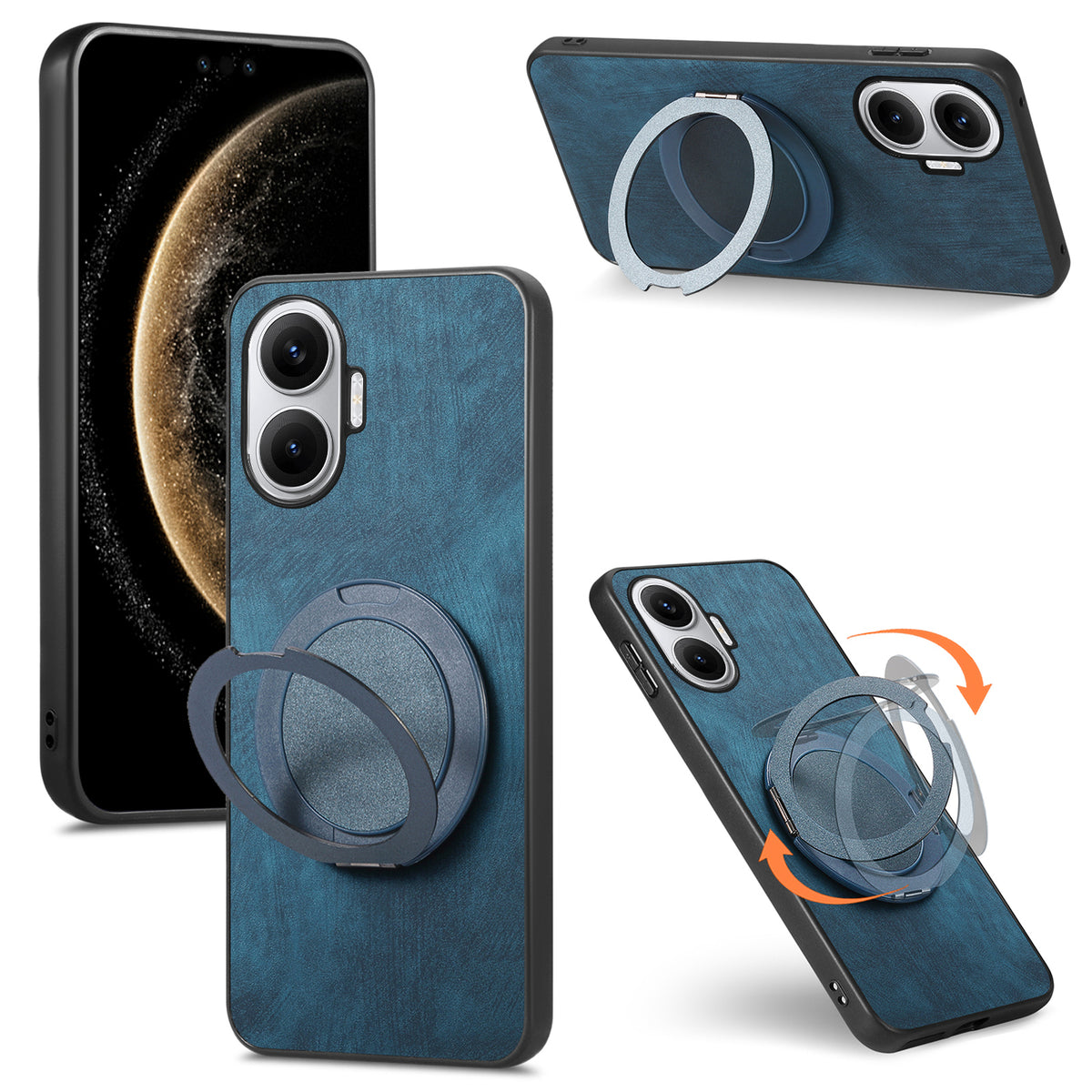 For Xiaomi Redmi Turbo 4 Pro 5G Phone Case with Rotating Kickstand Stress Relief Retro Leather Back Cover