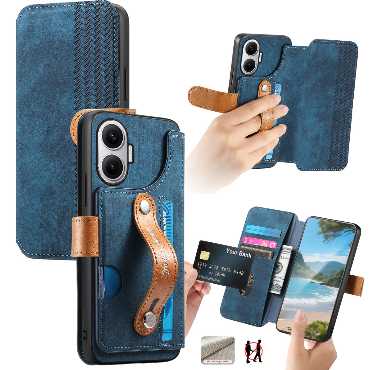 For Xiaomi Redmi Turbo 4 Pro 5G Case Wallet Retro Leather Phone Cover with Wristband Kickstand