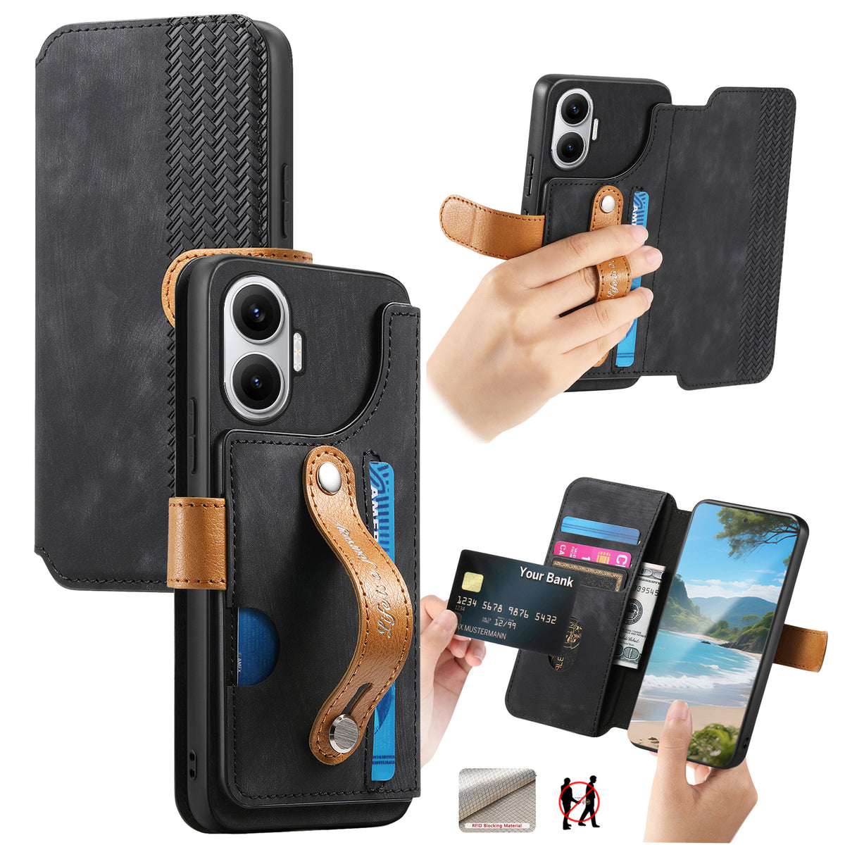 For Xiaomi Redmi Turbo 4 Pro 5G Case Wallet Retro Leather Phone Cover with Wristband Kickstand