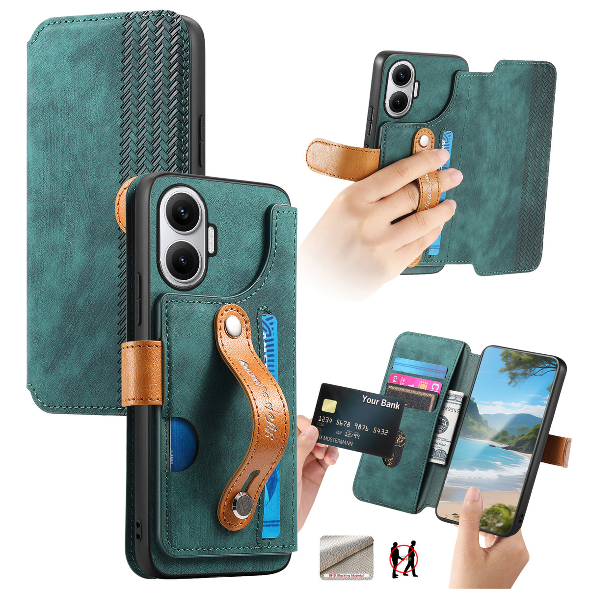 For Xiaomi Redmi Turbo 4 Pro 5G Case Wallet Retro Leather Phone Cover with Wristband Kickstand