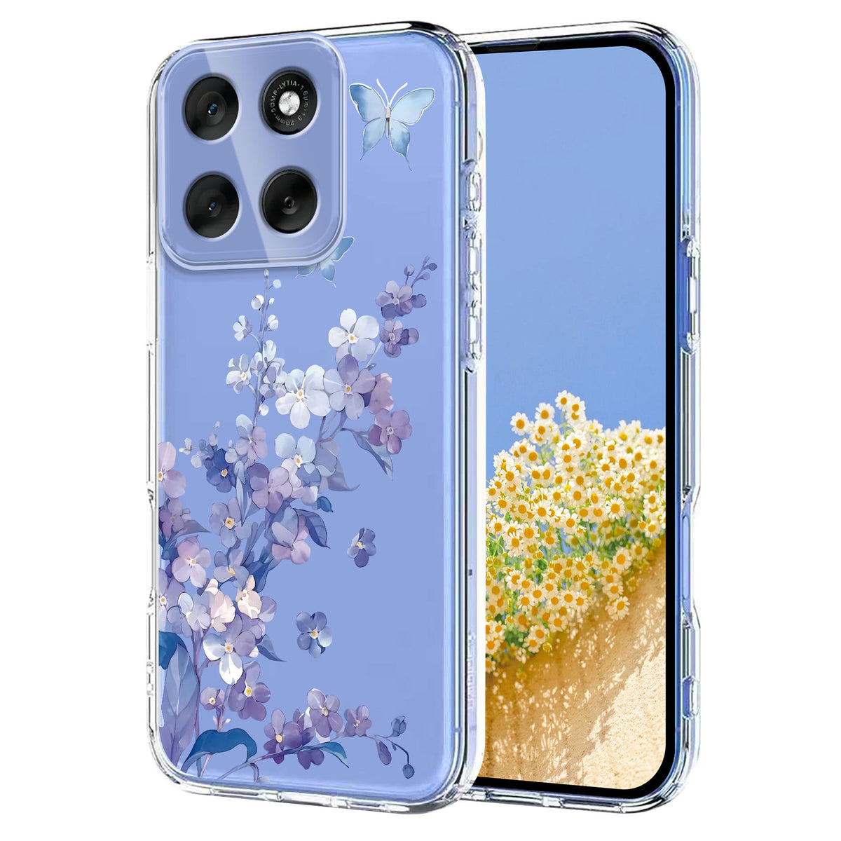For Motorola Moto G56 5G Case Butterfly Floral Pattern Printing TPU Phone Back Cover