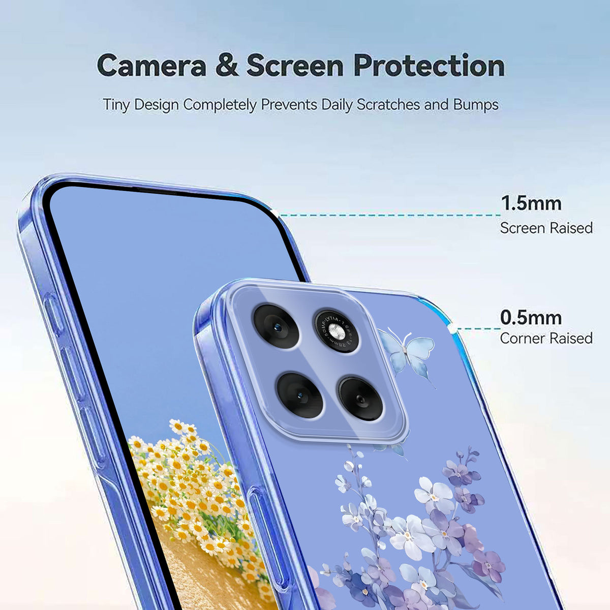For Motorola Moto G56 5G Case Butterfly Floral Pattern Printing TPU Phone Back Cover