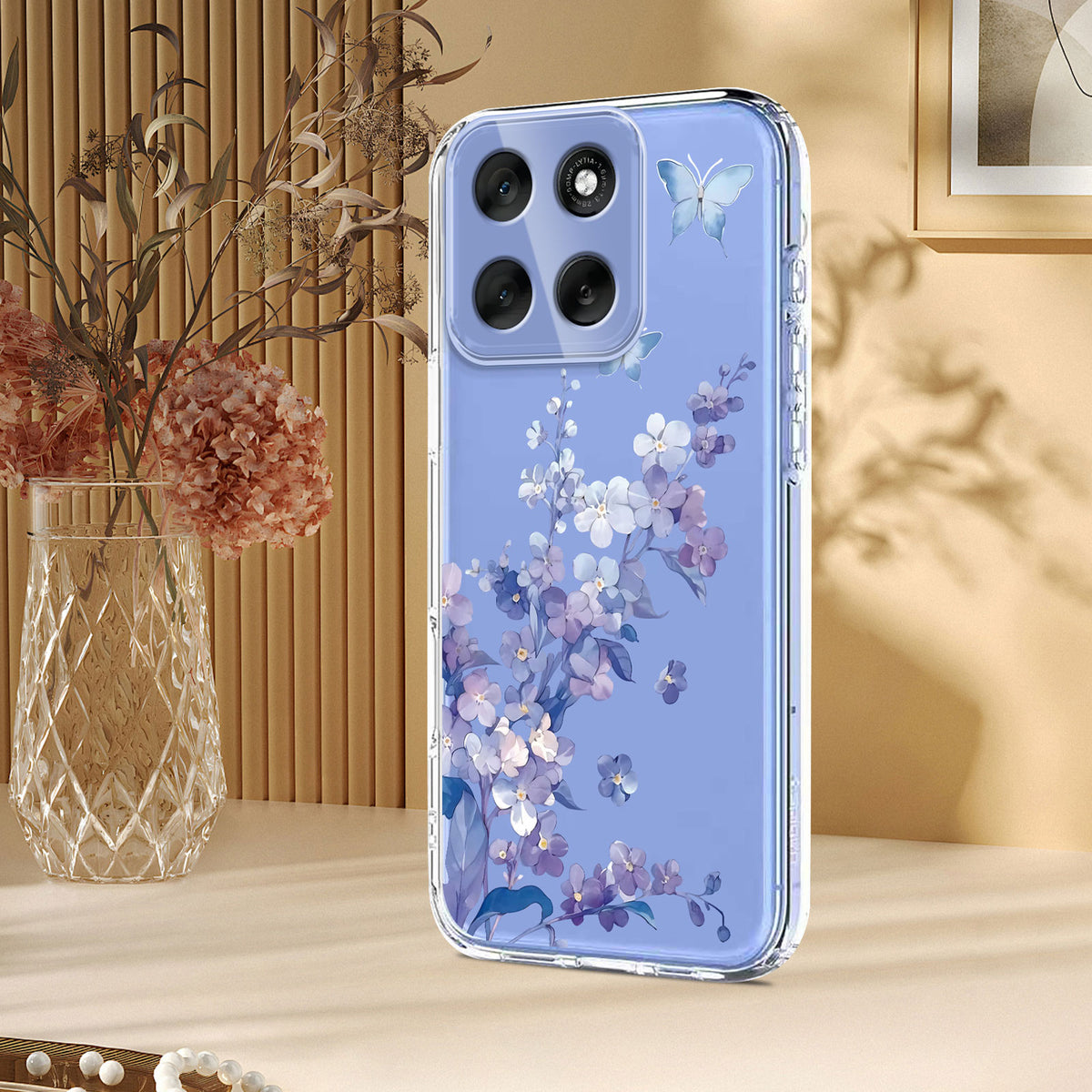 For Motorola Moto G56 5G Case Butterfly Floral Pattern Printing TPU Phone Back Cover