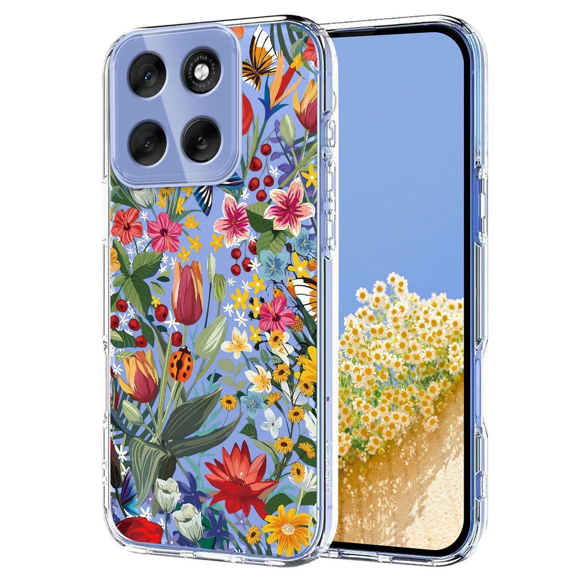 For Motorola Moto G56 5G Case Butterfly Floral Pattern Printing TPU Phone Back Cover