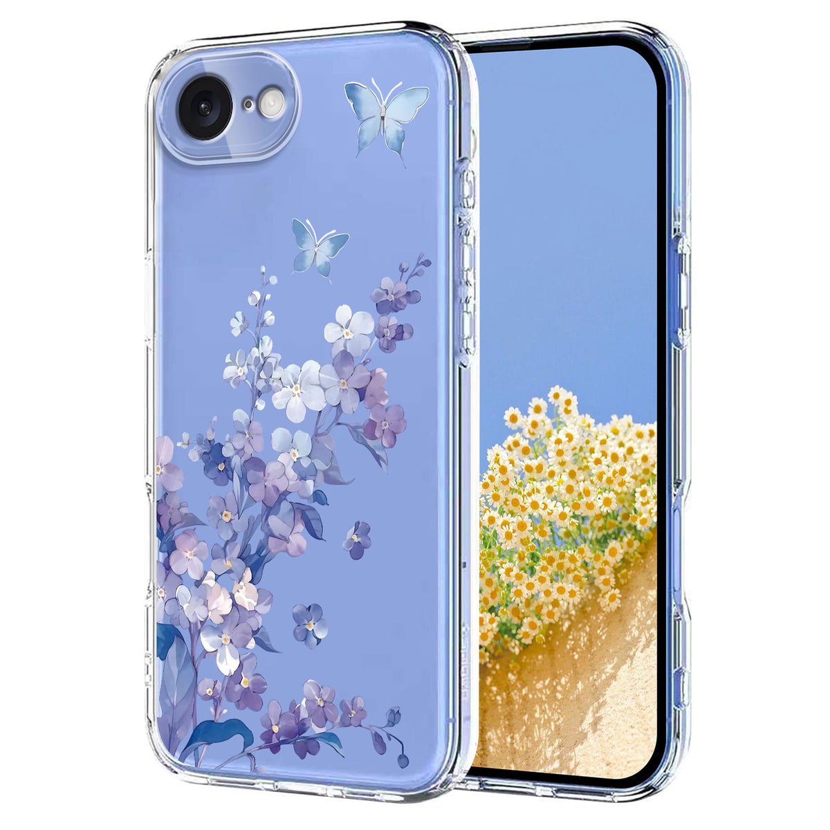 For iPhone 17th / 16th Case Butterfly Floral Pattern Printing TPU Phone Back Cover