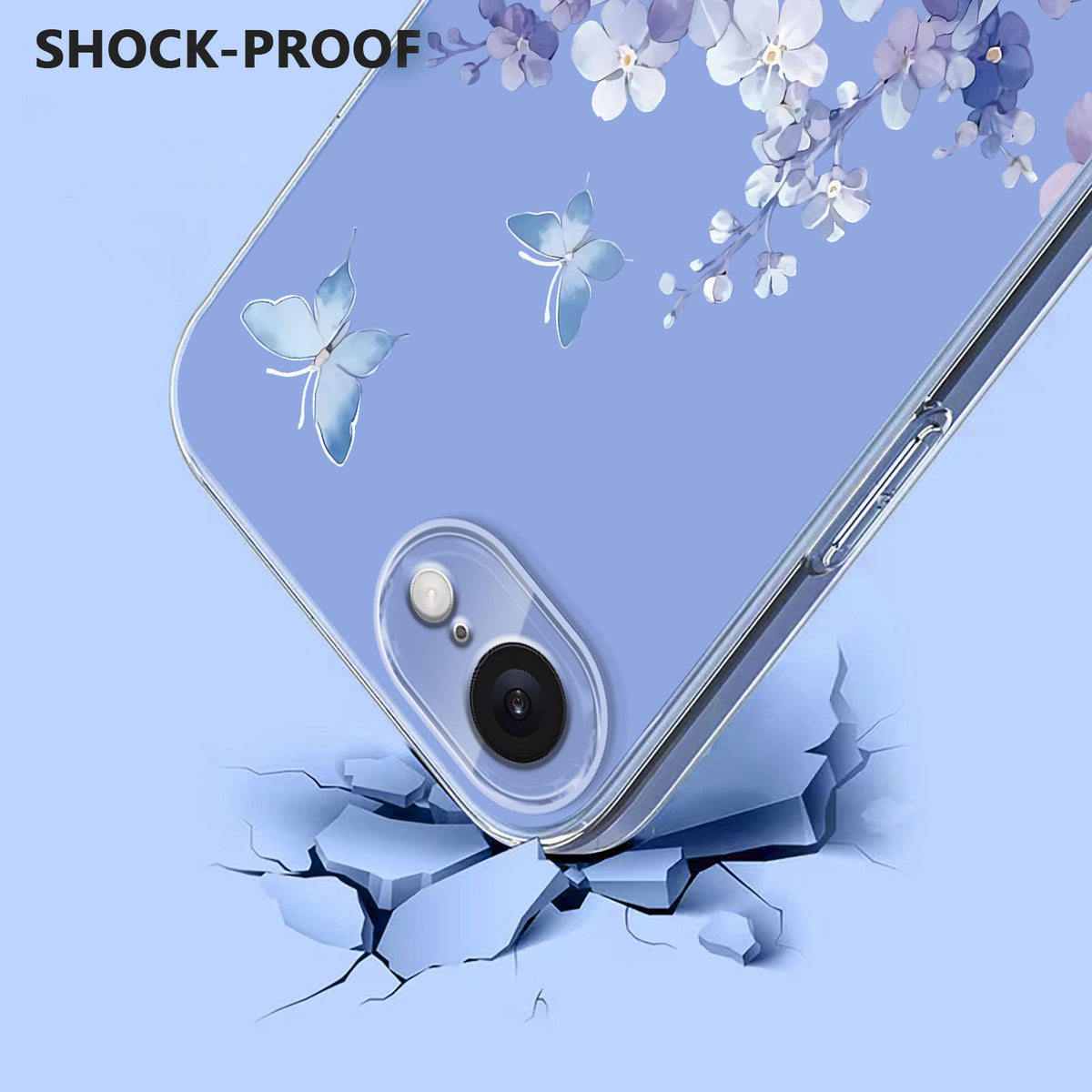 For iPhone 17th / 16th Case Butterfly Floral Pattern Printing TPU Phone Back Cover