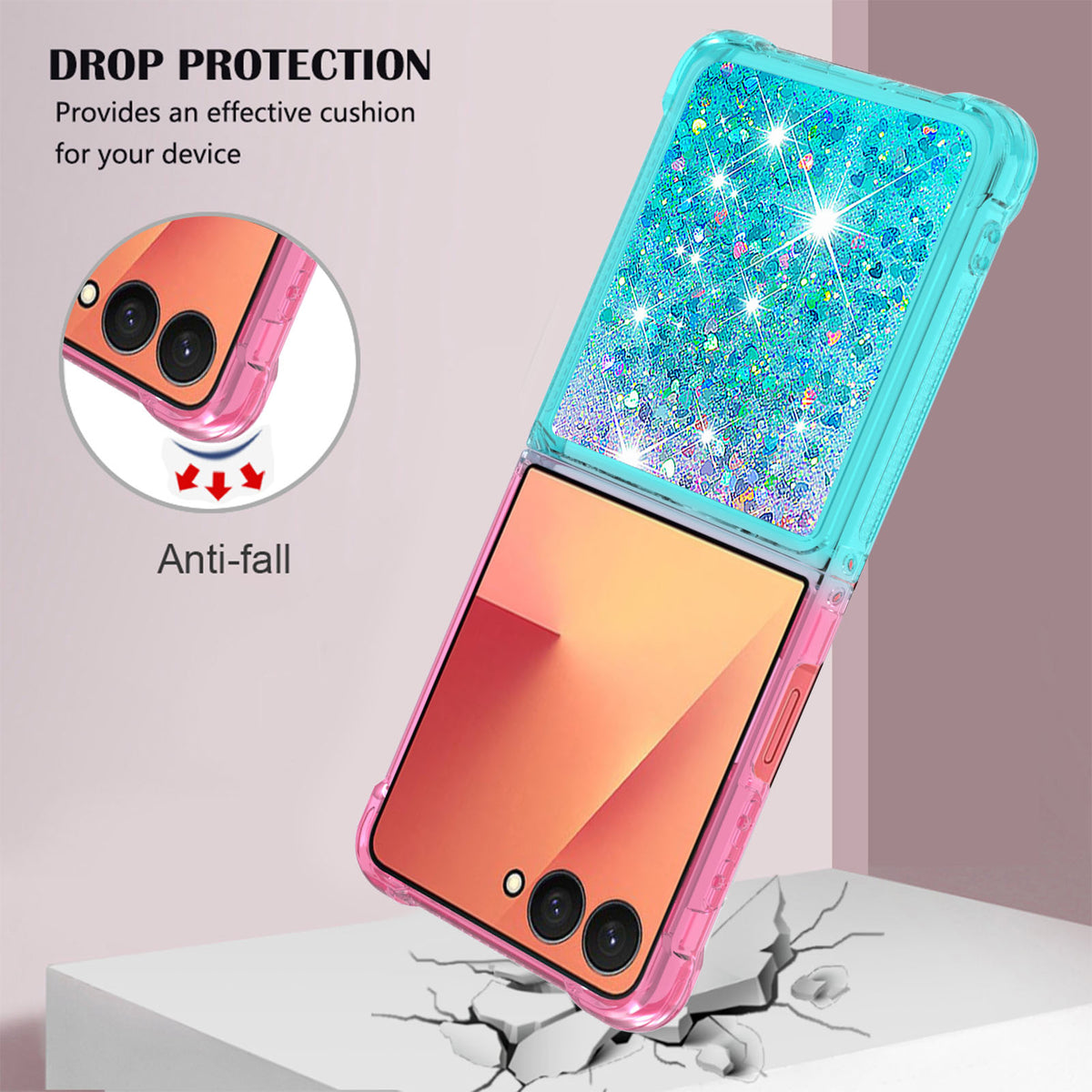 For Samsung Galaxy Z Flip7 5G TPU Case Gradient Quicksand Phone Back Cover