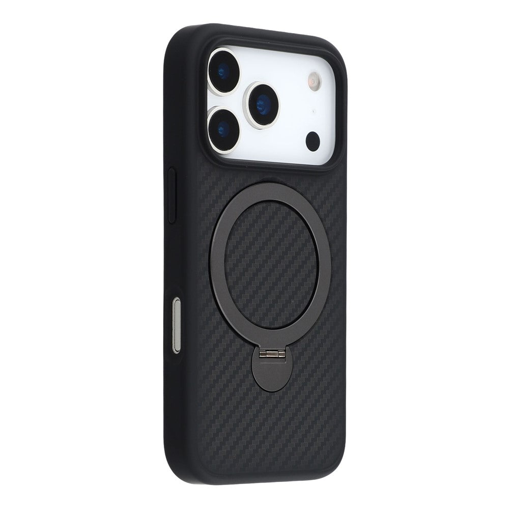 For iPhone 17 Pro Max Case Compatible with MagSafe Kickstand TPU + PC Phone Cover Carbon Fiber Texture