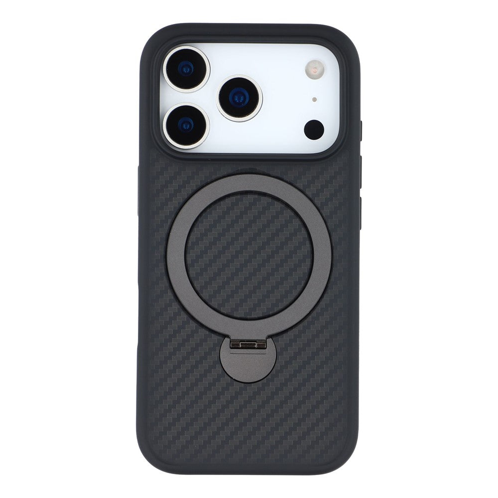 For iPhone 17 Pro Max Case Compatible with MagSafe Kickstand TPU + PC Phone Cover Carbon Fiber Texture