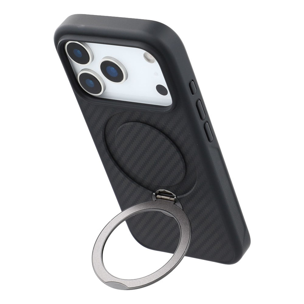 For iPhone 17 Pro Max Case Compatible with MagSafe Kickstand TPU + PC Phone Cover Carbon Fiber Texture