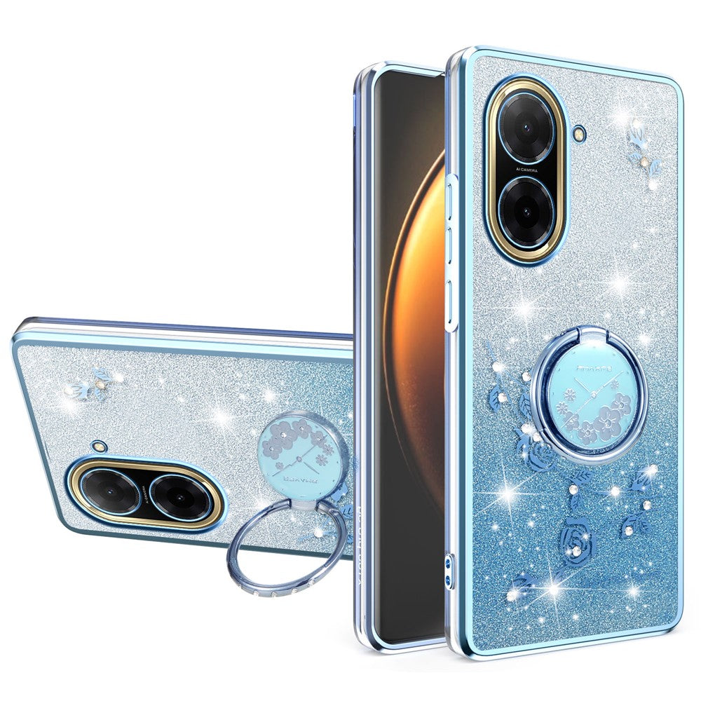 KADEM For Xiaomi Redmi A5 NFC (EU) (173.45mm) Case Ring Kickstand TPU Flowers Phone Cover Gradient Glitter