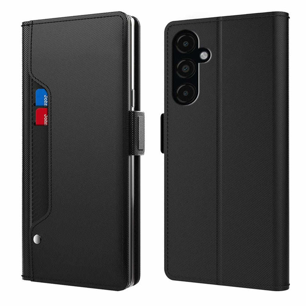 Samsung Galaxy A18 5G / A18 4G / A17 5G / A17 4G skal stativ PU-läder mobilskal korthållare spegel