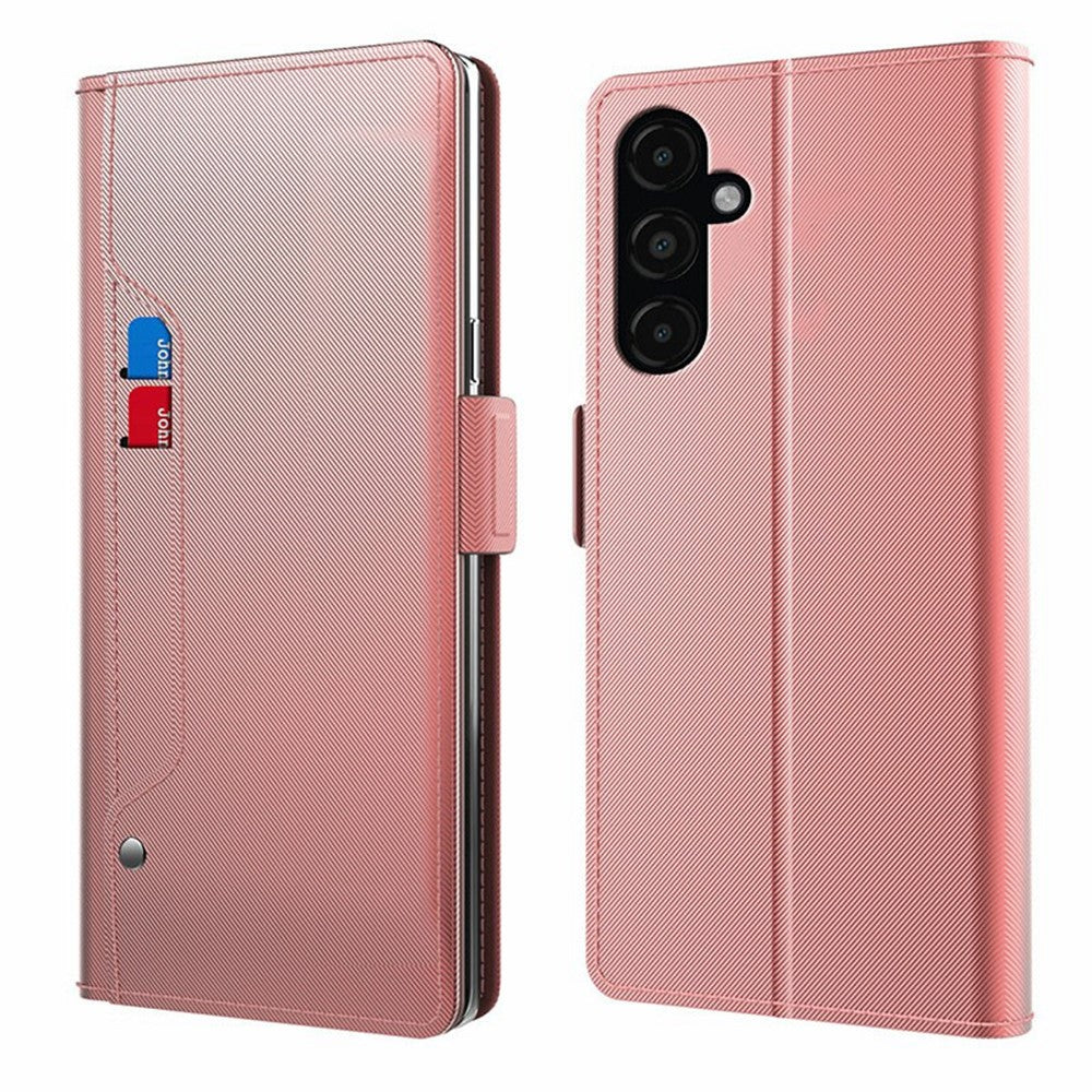 For Samsung Galaxy M36 5G Case Stand PU Leather Phone Cover Card Holder Mirror
