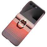 For Samsung Galaxy Z Flip7 5G Phone Case Ring Holder Kickstand PC Cover with Tempered Glass Screen Protector