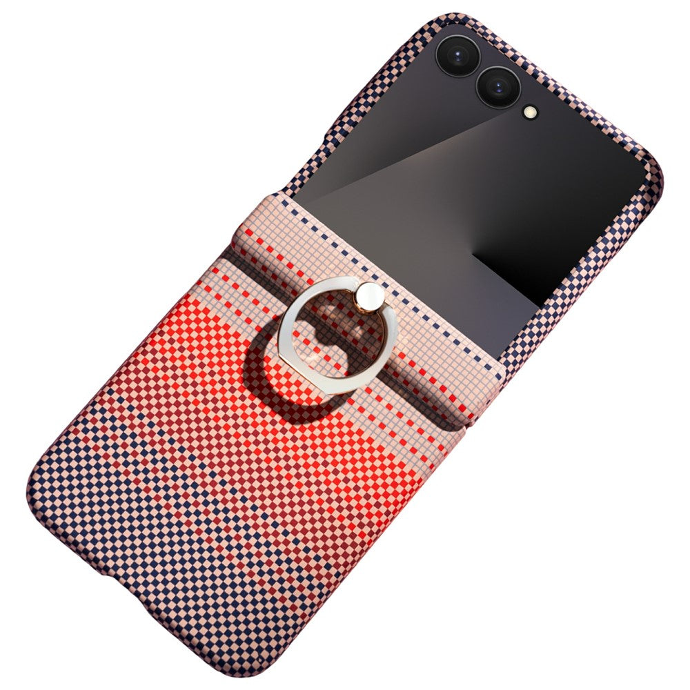 For Samsung Galaxy Z Flip7 5G Phone Case Ring Holder Kickstand PC Cover with Tempered Glass Screen Protector