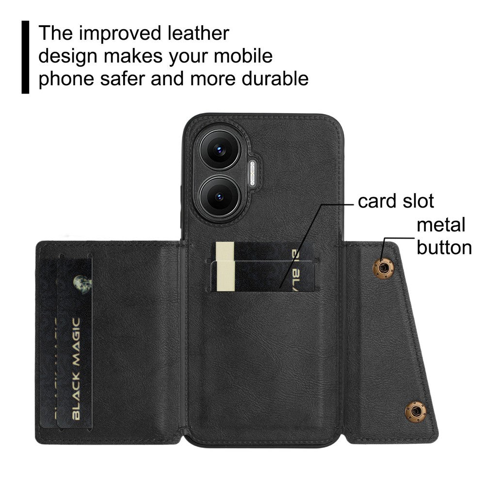 Xiaomi Redmi Turbo 4 Pro 5G / Poco F7 5G-skal med korthållare, stativ, läder + TPU-mobilskal