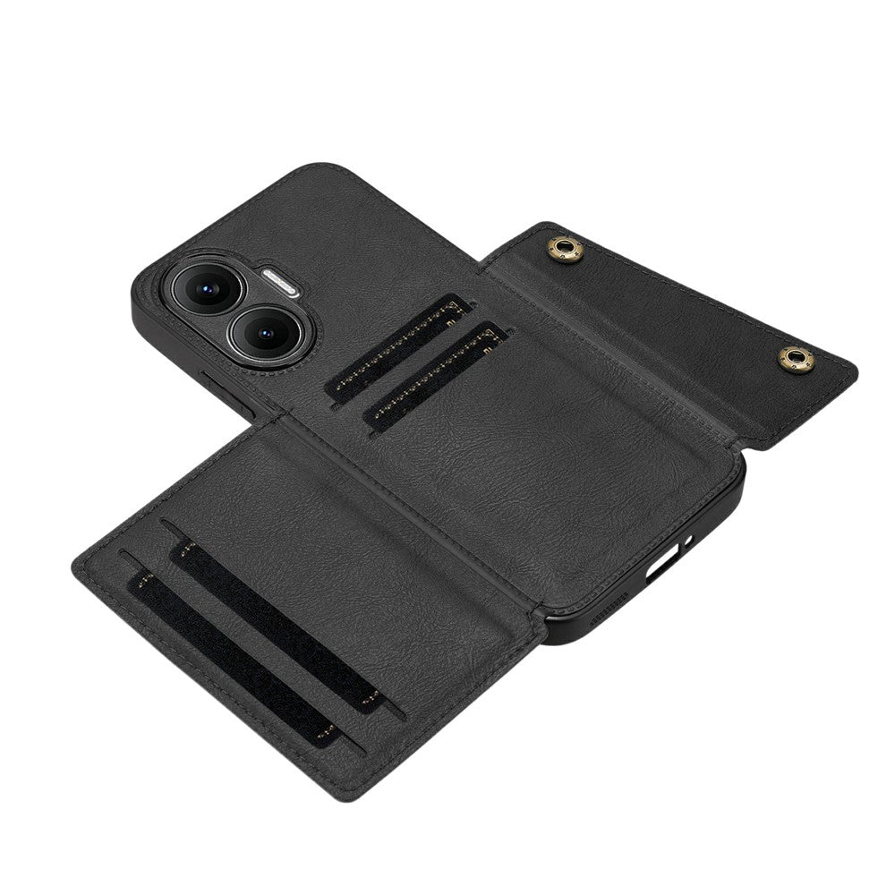 Xiaomi Redmi Turbo 4 Pro 5G / Poco F7 5G-skal med korthållare, stativ, läder + TPU-mobilskal