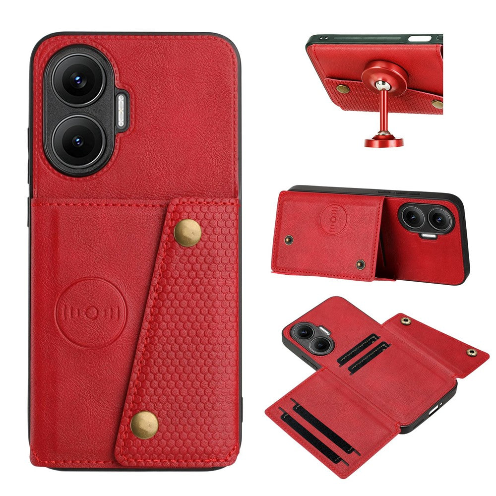 Xiaomi Redmi Turbo 4 Pro 5G / Poco F7 5G-skal med korthållare, stativ, läder + TPU-mobilskal