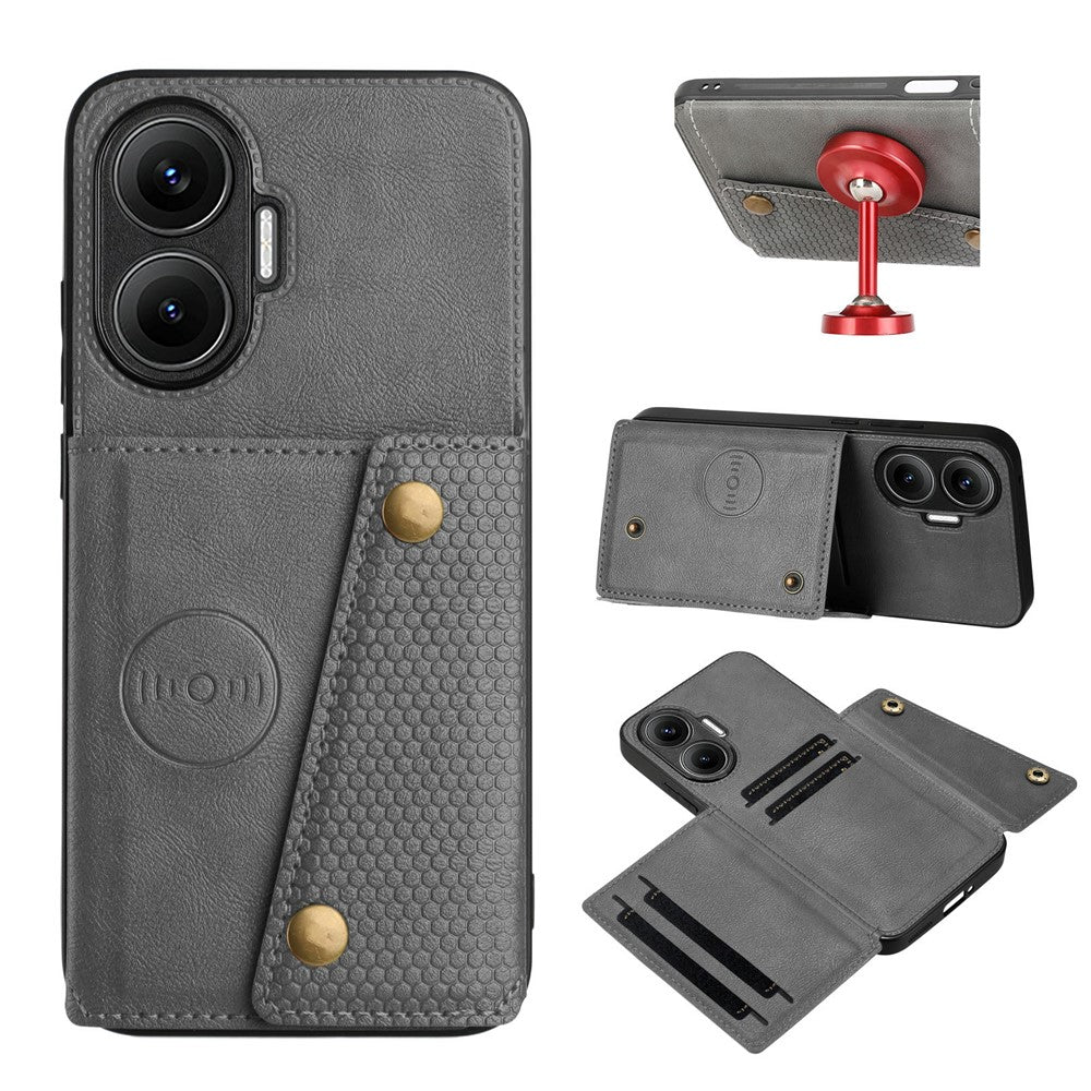 Xiaomi Redmi Turbo 4 Pro 5G / Poco F7 5G-skal med korthållare, stativ, läder + TPU-mobilskal