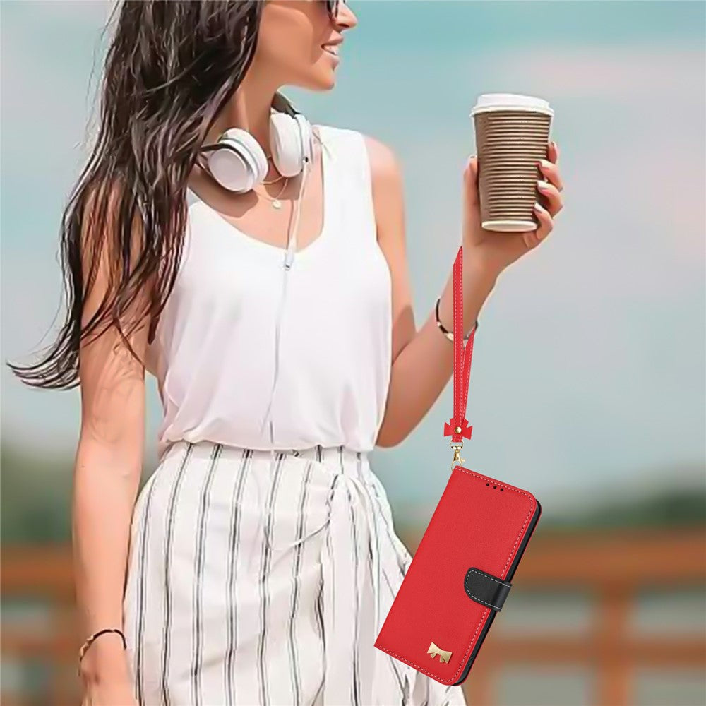 For Xiaomi Redmi Note 14S 4G Case Bowknot Decor Wallet Leather Phone Cover with Wrist Strap