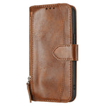 For Samsung Galaxy S25 FE Case Zipper Pocket Wallet Leather Phone Cover with Wrist Strap