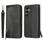 For Samsung Galaxy S25 FE Case Zipper Pocket Wallet Leather Phone Cover with Wrist Strap