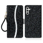 For Samsung Galaxy S25 FE Case PU Leather Wallet Card Slots Glitter Phone Cover