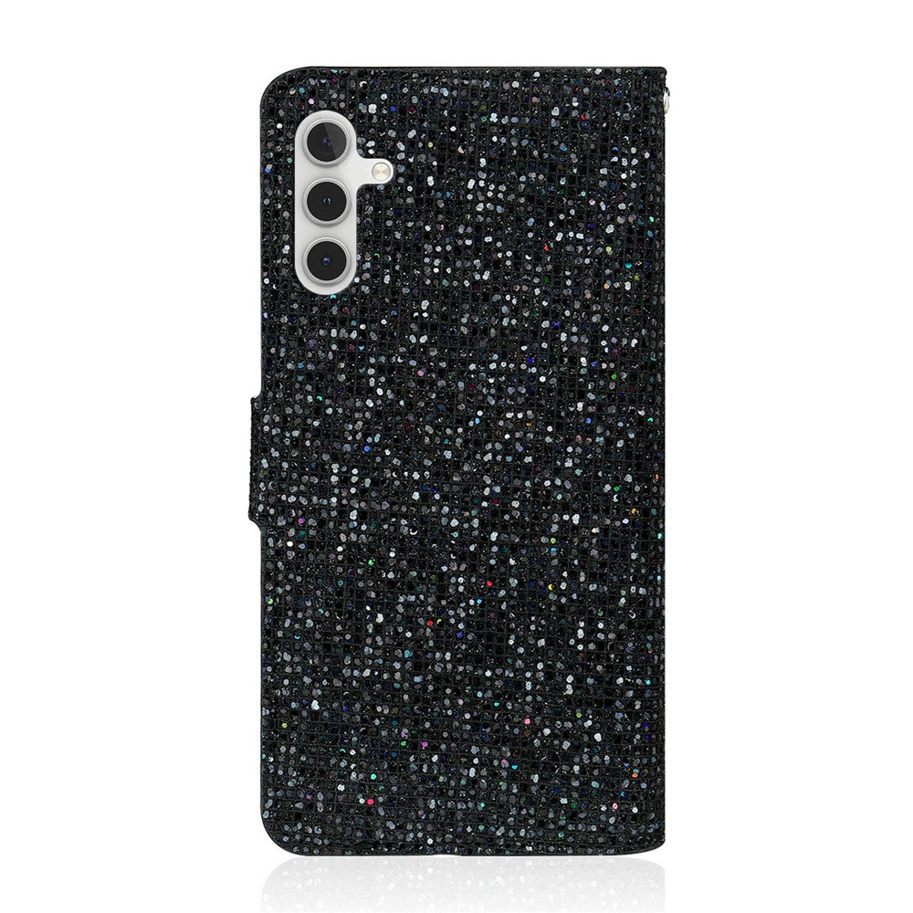 For Samsung Galaxy S25 FE Case PU Leather Wallet Card Slots Glitter Phone Cover