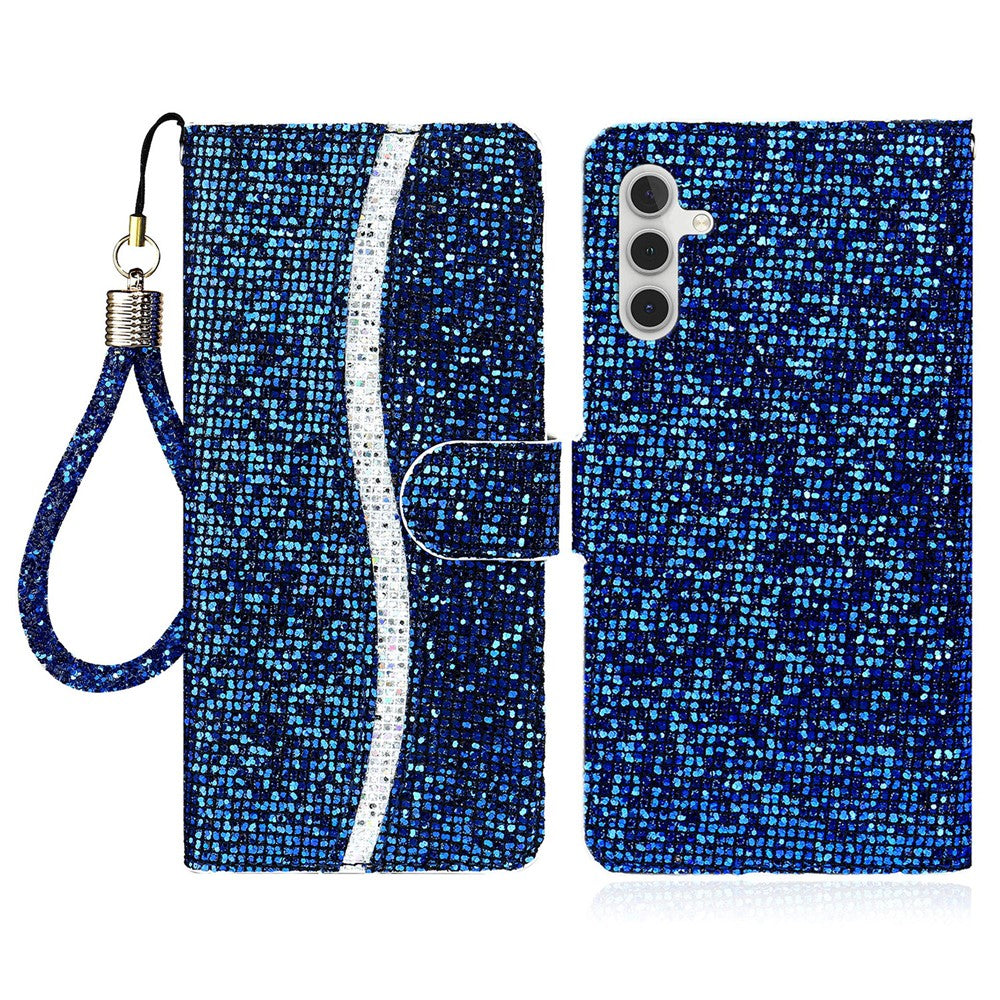 For Samsung Galaxy S25 FE Case PU Leather Wallet Card Slots Glitter Phone Cover
