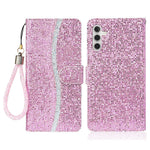 For Samsung Galaxy S25 FE Case PU Leather Wallet Card Slots Glitter Phone Cover