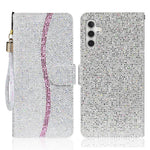 For Samsung Galaxy S25 FE Case PU Leather Wallet Card Slots Glitter Phone Cover