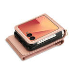 For Samsung Galaxy Z Flip7 5G Case Zipper Wallet Design PU PC Phone Cover with Long Strap