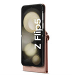 Samsung Galaxy Z Flip6 5G / Flip7 FE 5G-skal med dragkedja, plånboksdesign, PU-PC-mobilskal med lång rem