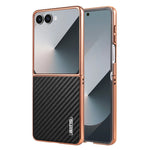 AZNS til Samsung Galaxy Z Flip7 5G etui Galvaniserende kulfibertekstur PU+PC telefoncover