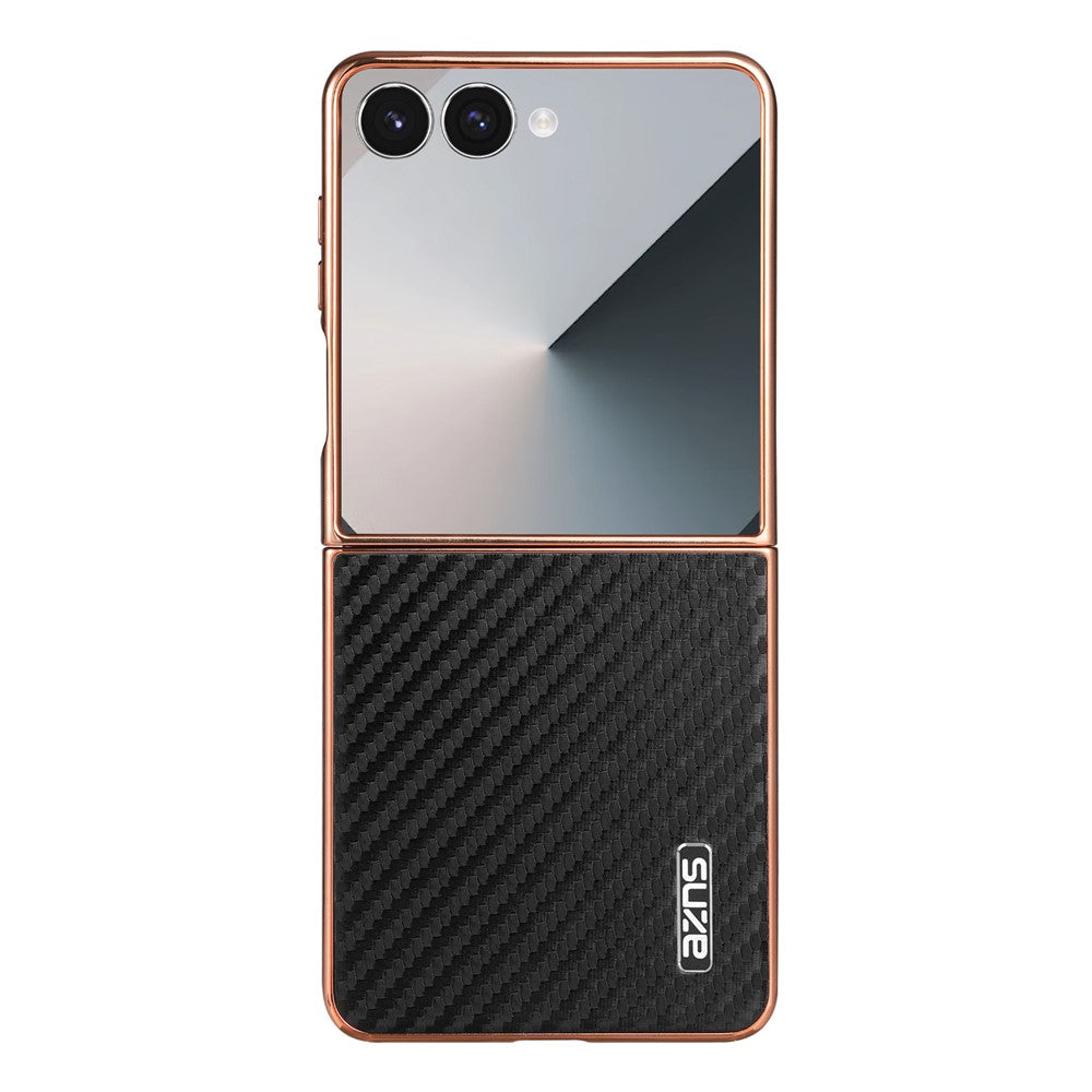 AZNS til Samsung Galaxy Z Flip7 5G etui Galvaniserende kulfibertekstur PU+PC telefoncover