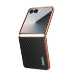 AZNS til Samsung Galaxy Z Flip7 5G etui Galvaniserende kulfibertekstur PU+PC telefoncover