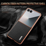 AZNS til Samsung Galaxy Z Flip7 5G etui Galvaniserende kulfibertekstur PU+PC telefoncover