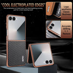 AZNS til Samsung Galaxy Z Flip7 5G etui Galvaniserende kulfibertekstur PU+PC telefoncover