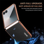 AZNS til Samsung Galaxy Z Flip7 5G etui Galvaniserende kulfibertekstur PU+PC telefoncover