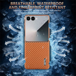 AZNS til Samsung Galaxy Z Flip7 5G etui Galvaniserende kulfibertekstur PU+PC telefoncover