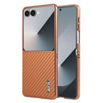 AZNS til Samsung Galaxy Z Flip7 5G etui Galvaniserende kulfibertekstur PU+PC telefoncover