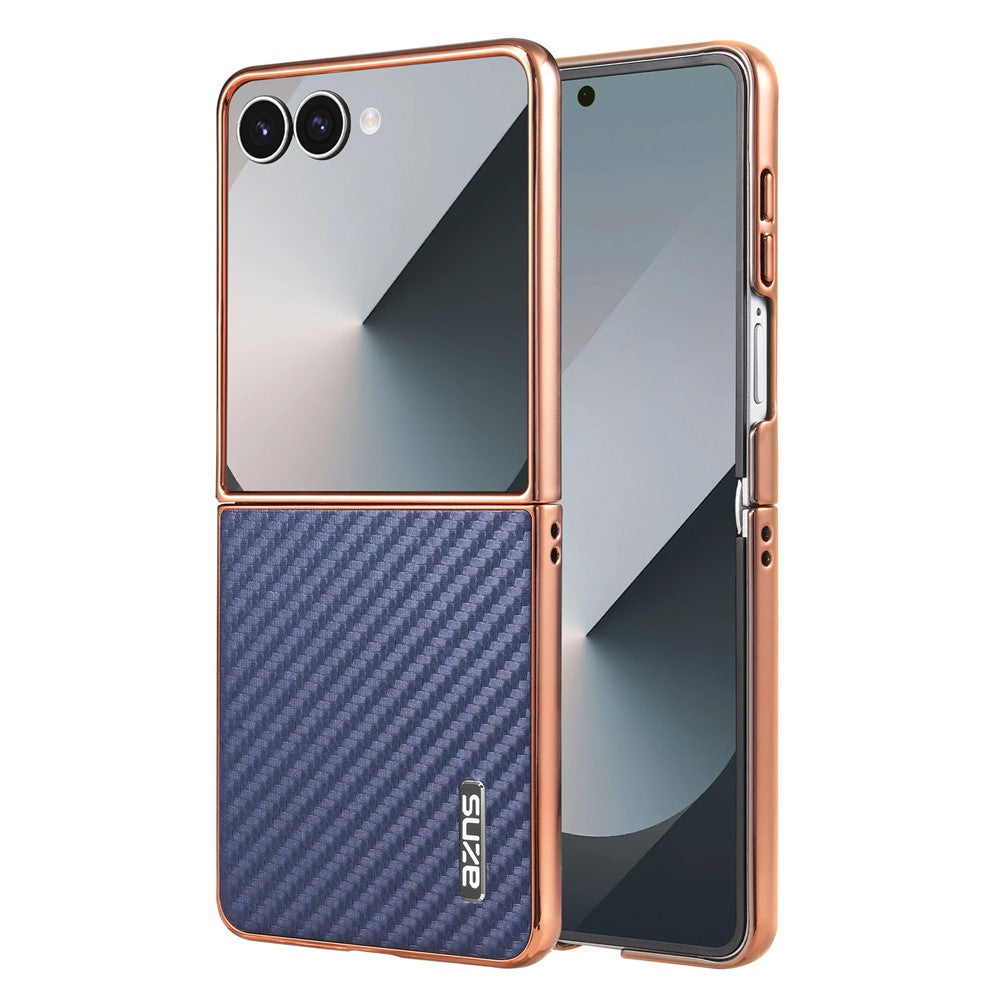 AZNS til Samsung Galaxy Z Flip7 5G etui Galvaniserende kulfibertekstur PU+PC telefoncover