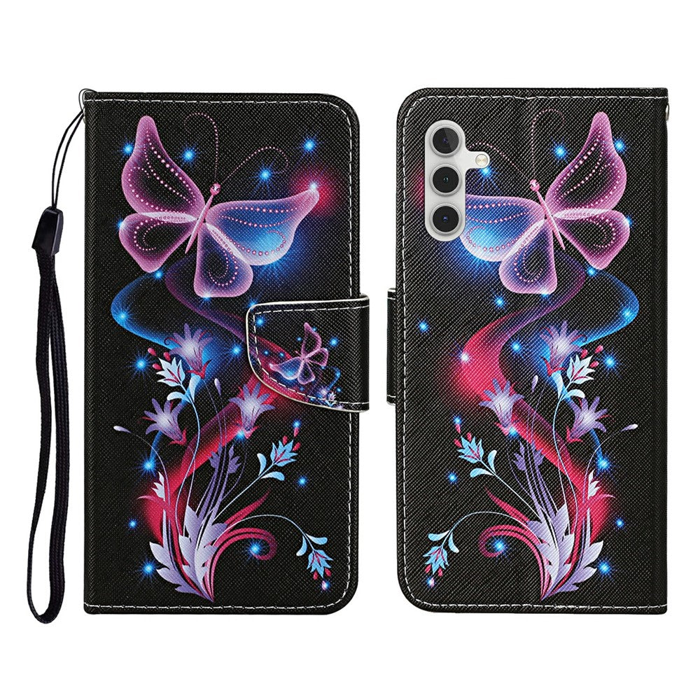 For Samsung Galaxy A18 5G / A17 5G / A17 4G / A26 5G / A16 5G / A16 4G Case Pattern Printing Protective Leather Folio Phone Cover with Wrist Strap