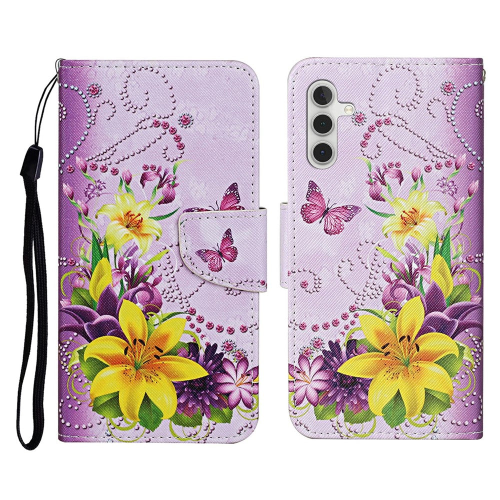 For Samsung Galaxy A18 5G / A17 5G / A17 4G / A26 5G / A16 5G / A16 4G Case Pattern Printing Protective Leather Folio Phone Cover with Wrist Strap